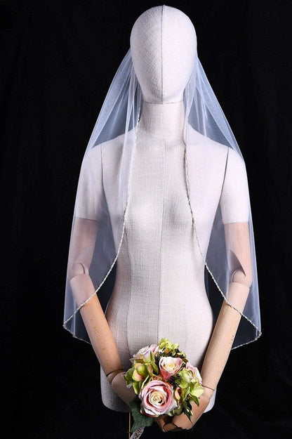 Pearl Crystal Embellished Veil | Sparkling Accent for Bride's Ensemble