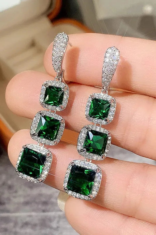 Green Crystal Earrings Erin