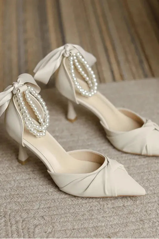 Pearl Ankle Bridal Sandals | Fashionable Shoes for Bride's Comfort