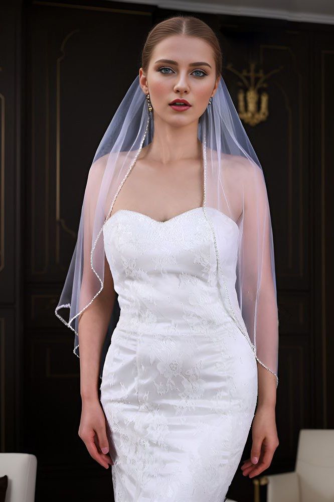 Beaded Pearl Crystal Veil | Elegant Bridal Accessory for Weddings