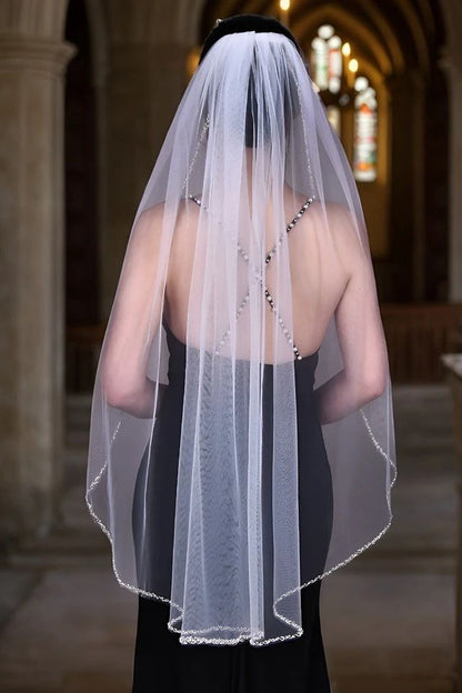 Pearl Beaded Wedding Veil Mona