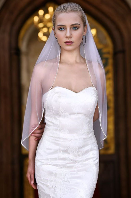 Pearl Beaded Wedding Veil Mona