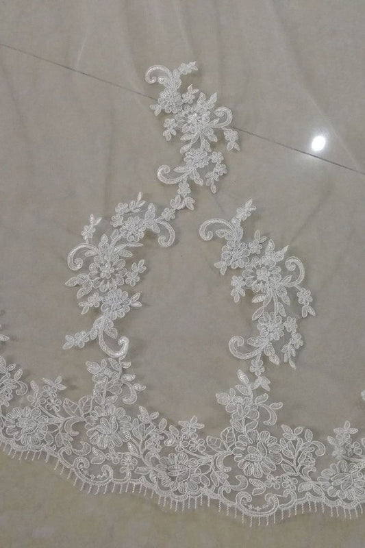 Vintage 118 inches Cathedral Length Lace Wedding Veil Ivory Lace Bridal Cathedral Veil Gorgeous Bridal Wedding Veil Chapel Veil