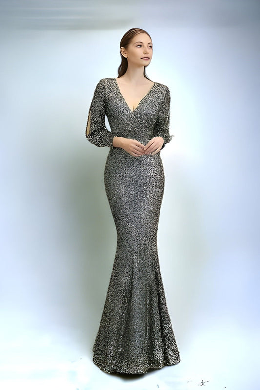 Shiny Luxury Evening Emerald Silver Black Dress Dress Sequined Long Mermaid Prom Gown Glitter Elegant Party Dress Formal Dress Wedding